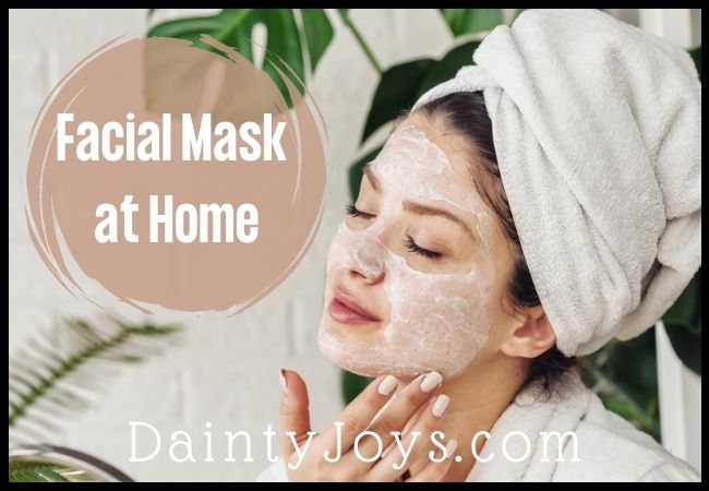 Lady doing facial mask at home for beauty