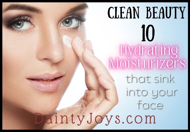 Clean beauty hydrating moisturizers sink face - woman applies on her face