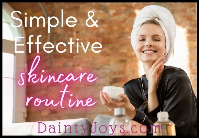 Simple and effective skincare routine caption lady holding beauty product